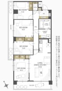 ～南西向きのＬＤＫプラン～
・ご家族で過ごすＬＤＫを南西向きとする事で穏やかな陽の入る空間に。
・やはり陽当りの良いリビングというのは魅力的ですね。
