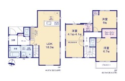～間取り変更も可能なプラン～
・２階８.２帖の洋室は間仕切りを造る事で２部屋に分ける事が可能。
・ご家族の状況に応じて部屋の数を変更できるプランです。
