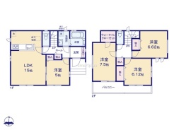 ～使い勝手の良い４ＬＤＫプラン～
・シンプルで使い勝手が良く、人気の高い４ＬＤＫのプランを採用。
・収納もしっかりございますので、お家の中がスッキリと片付きます。
