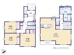 ～広々したＬＤＫを設けたプラン～
・ＬＤＫは何と１９．７帖。ご家族で過ごす空間だからこそ、余裕のある広さでお過ごしくださいませ。
・ご内覧の際は家具の配置などもイメージしてみてくださいね。
