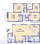 使い勝手の良い４ＬＤＫプラン～
・シンプルで使い勝手が良く、人気の高い４ＬＤＫのプランを採用。
・収納もしっかりございますので、お家の中がスッキリと片付きます。
