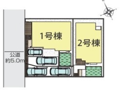 ～カースペース２台分確保～
・各棟カースペースが２台分ございますので、車通勤の方にもお勧めのプランとなっております。
・余裕の敷地で余裕のある新生活をお過ごしいただけます。
