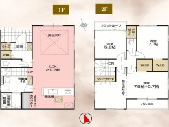～リビングイン階段を採用～
・リビングイン階段なので２階へ行く際、降りる際に必ずリビングを通る「ご家族の顔が見える」仕様。
・家族の距離が近づく間取となっております。
