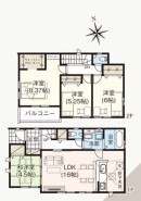 ～全居室南向きの間取り～
・各居室が南向きなので穏やかな陽の入る陽当り良好な仕様。
・明るい空間でくつろぎのお時間をお過ごしいただけます。
(１号棟)