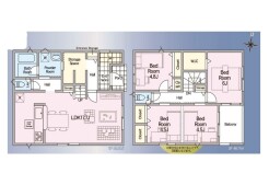 ～水回り集中プランを採用～
・キッチン・洗面など水回りを集中させることで家事のしやすい間取。
・日々の事なので家事導線もご見学の際にぜひチェックしてみてください。
(２号棟)