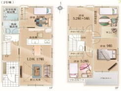 ～間取り変更も可能なプラン～
・２階１０.２帖の洋室は間仕切りを造る事で２部屋に分ける事が可能。
・ご家族の状況に応じて部屋の数を変更できるプランです。