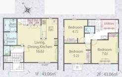 ～リビングイン階段を採用～
・リビングイン階段なので２階へ行く際、降りる際に必ずリビングを通る「ご家族の顔が見える」仕様。
・家族の距離が近づく間取となっております。
