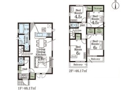 ～リビングイン階段を採用～
・リビングイン階段なので２階へ行く際、降りる際に必ずリビングを通る「ご家族の顔が見える」仕様。
・家族の距離が近づく間取となっております。
(1号棟)