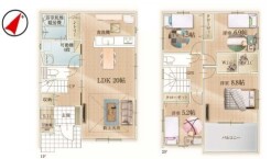 ～リビングイン階段を採用～
・リビングイン階段なので２階へ行く際、降りる際に必ずリビングを通る「ご家族の顔が見える」仕様。
・家族の距離が近づく間取となっております。
(１号棟)