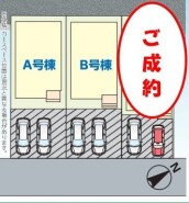 ～カースペース２台以上確保～
・各棟カースペースが２台以上ございますので、車通勤の方にもお勧めのプランとなっております。
・余裕の敷地で余裕のある新生活をお過ごしいただけます。
