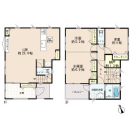 ～間取り変更も可能なプラン～
・２階１２.２帖の洋室は間仕切りを造る事で２部屋に分ける事が可能。
・ご家族の状況に応じて部屋の数を変更できるプランです。

