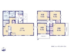 ～広々したＬＤＫを設けたプラン～
・ＬＤＫは２１.１帖。ご家族で過ごす空間だからこそ、余裕のある広さでお過ごしくださいませ。
・ご内覧の際は家具の配置などもイメージしてみてくださいね。
