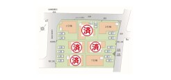 ～全７棟の新規コミュニティ～
・全７棟の新規開発地なので、綺麗な区画が広がります。
・昔からの街並みにポツンと１棟建つ場合と違い、周囲に馴染みやすいのも嬉しいポイントですね。
