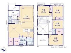 ～広々したＬＤＫを設けたプラン～
・ＬＤＫは何と２３.６帖。ご家族で過ごす空間だからこそ、余裕のある広さでお過ごしくださいませ。
・ご内覧の際は家具の配置などもイメージしてみてくださいね。
