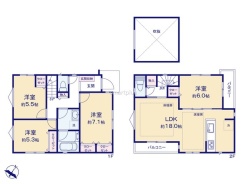 ～２階リビング～
・ＬＤＫが２階に設けられている開放的なお住まい。穏やかな陽だまりに包まれる居心地の良い空間になります。
・ご家族のプライバシーも守られて日々の暮らしも安心快適。
(Ｂ号棟)