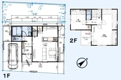 ～間取り変更も可能なプラン～
・２階１４.５帖の洋室は間仕切りを造る事で２部屋に分ける事が可能。
・ご家族の状況に応じて部屋の数を変更できるプランです。
