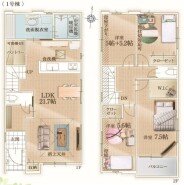 ~広々したLDKを設けたプラン~
・LDKは21.7帖。ご家族で過ごす空間だからこそ、余裕のある広さでお過ごしくださいませ。
・ご家族のお出掛けや帰宅がわかるリビングイン階段。
(1号棟)