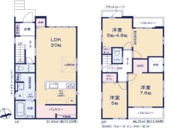 ~間取り変更も可能なプラン~
・2階9.8帖の洋室は間仕切りを造る事で2部屋に分ける事が可能。
・ご家族の状況に応じて部屋の数を変更できるプランです。